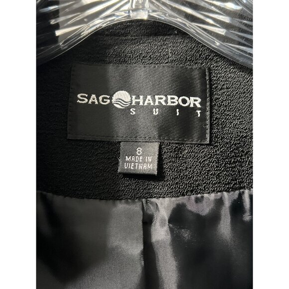 Sag Harbor Womens Blazer Size 8 Black Polyester Suit Jacket - Picture 2 of 9